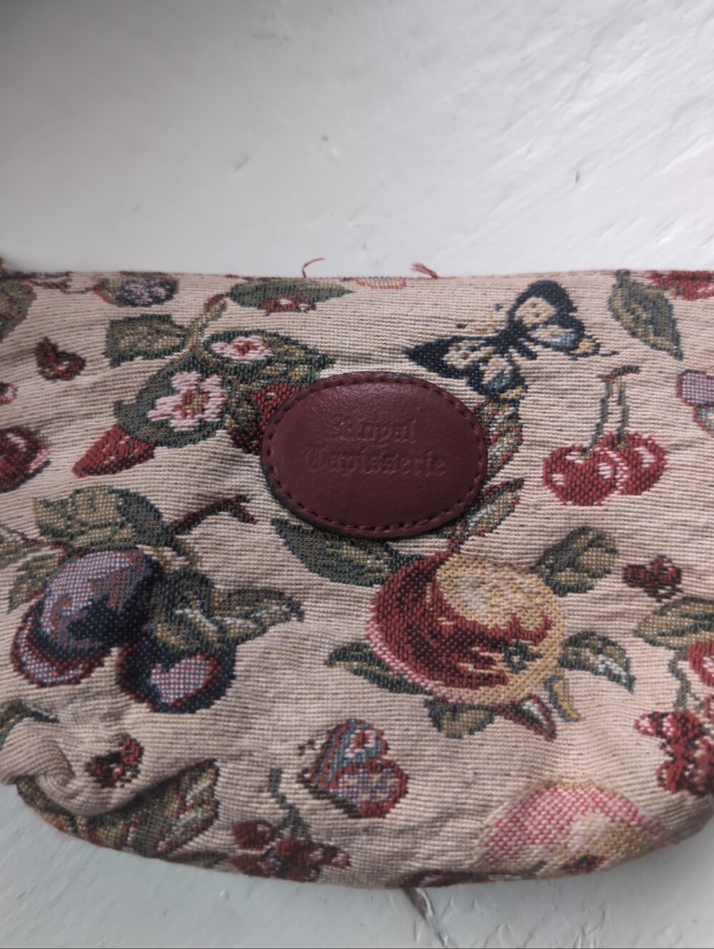 Royal Tapisserie tapestry floral, fruit and butterfly print cosmetics pouch